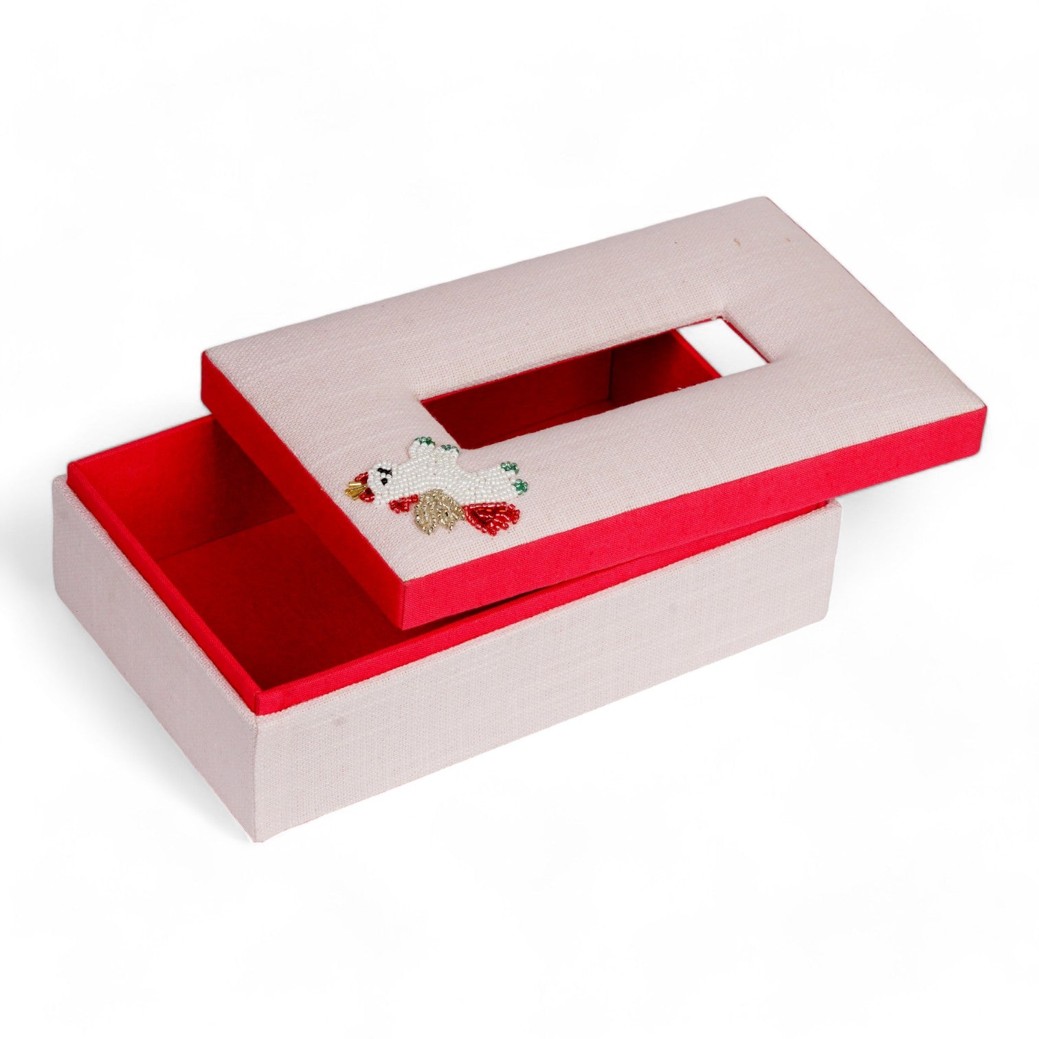 Decorative Tissue Box with Beaded Unicorn Design